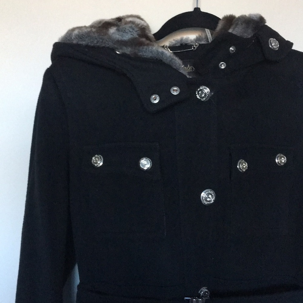 Black and Silver Faux Fur Coat by Laundry Size 10